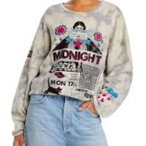 Mother Denim Tie Dye The drop shoulder midnight sweatshirt.